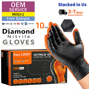 Guantes de Nitrilo Negros y Naranjas de Alta Resistencia EN374 con Textura de Diamante <span class=keywords><strong>para</strong></span> Control de Plagas y Productos Agríquicos, Guantes de Nitrilo <span class=keywords><strong>para</strong></span> Exterminadores, EPP - Product Image 1