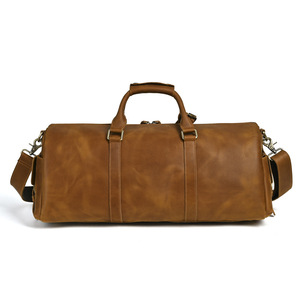 Bolso de Viaje Retro de Cuero Crazy Horse para Hombre, Gran Capacidad, Correa Ajustable, Bolso Cruzado, Viaje de Negocios, Color Sólido - Product Image 4