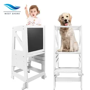 유아 주방 의자 도우미 메시지 보드 및 안전 레일 조절 높이 칠판 및 화이트 보드 미끄럼 방지