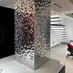 Pannello Decorativo 3D a Specchio <span class=keywords><strong>in</strong></span> <span class=keywords><strong>Acciaio</strong></span> <span class=keywords><strong>Inox</strong></span> con Effetto Ondulato Argentato per Design d'Interni di Lusso - Product Image 3