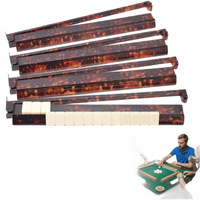 Règle de Mahjong style juif américain 2-en-1 (règle et support de tuiles) avec tige de poussée, support de Mahjong 17,5 pouces en ABS, pour 4 joueurs