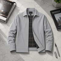 Veste décontractée pour homme à col à revers et fermeture éclair, légère, doublée à carreaux, style business décontracté