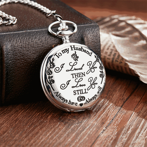 Mots personnalisés à mon fils mari grand-père montres de poche <span class=keywords><strong>Vintage</strong></span> chiffre romain affichage pendentif taille chaîne Quartz <span class=keywords><strong>montre</strong></span> de poche - Product Image 5