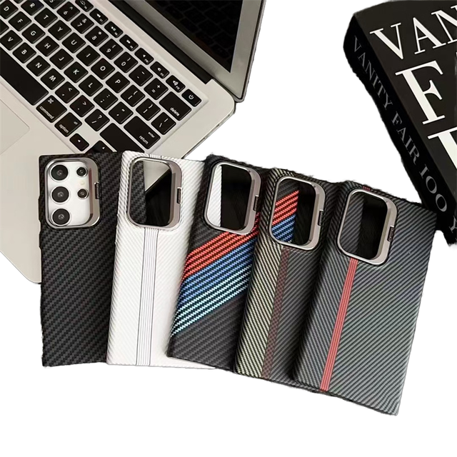 TPU Shock Resistant Electroplated Mobile Phone Case with Fiber Camera Bracket Holder Shockproof for Samsung S25 S24 S23 RT1145