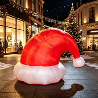 Chapeau de Père Noël gonflable de 2 m avec lumières LED pour décoration de jardin intérieur/extérieur, fête de Noël, décoration de Noël gonflable personnalisée