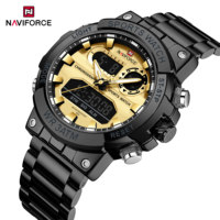 Montre numérique pour homme Naviforce 9237 de haute qualité, marque Vive, bracelet en acier, double affichage lumineux, faible MOQ, design de montre professionnelle