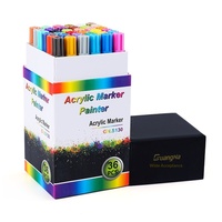 Marqueur Signature Guangna 130 en Plastique Acrylique à Pointe de 0,7 mm pour Papier, Album DIY, Carte Noire et Graffiti - 18 Couleurs