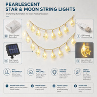 Perlmuttfarbene Mond- & Stern-LED-Lichterkette Weihnachtsdekoration IP44 Wasserdicht Verschiedene Längen (1,5M-10M) Für Innen-/Außenbereich