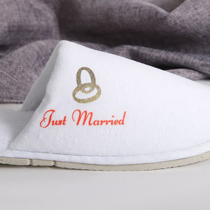 Zapatilla de <span class=keywords><strong>hotel</strong></span> de algodón polar de Coral impresa personalizada logotipo bordado accesorios de viaje servicios de <span class=keywords><strong>hotel</strong></span> desechables fáciles de desechar - Product Image 3
