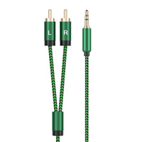 Cable de Audio de 3.5mm a Doble RCA, Chapado en Oro, Directo de Fábrica, con Revestimiento de PVC, para Micrófono, Teléfono, Altavoz, Amplificador