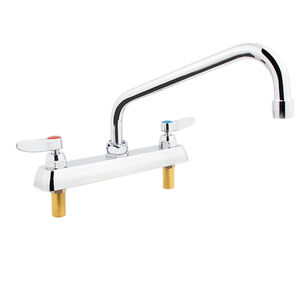 Grifo de Cocina de Latón Sólido Cromado, Grifo Mezclador de Agua Fría y Caliente con Doble Manija para Fregadero de Gran Tamaño - Product Image 1