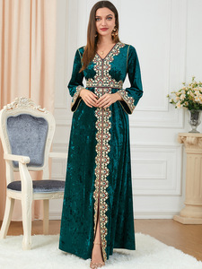 Da donna di alta qualità da donna a maniche lunghe <span class=keywords><strong>con</strong></span> <span class=keywords><strong>spacco</strong></span> etnico in raso di seta in abito frontale - Product Image 3