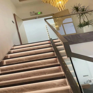 Lan can kính tối giản hiện đại chải tay vịn Niken và kính cường lực không khung cho gia đình và văn phòng - Product Image 4