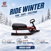 Wild Blade Luge à neige pour enfants, avec trois skis et direction, cadre en acier, plastique résistant au gel, jouet d'hiver pour l'extérieur