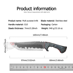 มีดต่อสู้ ML M9 คุณภาพสูง ทำจากเหล็กกล้าไร้สนิม พร้อมปลอกมีด ด้ามจับ G10 ปรับแต่งได้ตามต้องการ รับผลิตแบบ OEM มีการรับประกัน 1 ปี - Product Image 3