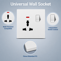 Xanmoo - Panel de Interruptor de Pared de Alta Calidad con Control Único de 16A, con Luz Indicadora, Color Blanco