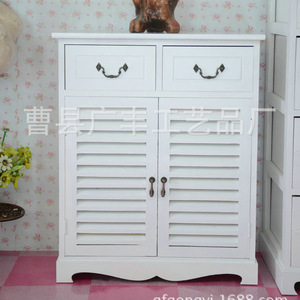 White And Brown Wooden <b>Shoe</b> Cabinet With Two Doors And Drawers <b>Storage</b> For Entryway Or Living Room - Product Image 4