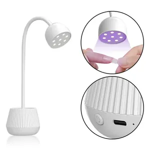 Lampu LED Kuku Mini 24W Pengering Kuku Lem Cat Manikur Palsu Lampu UV Cepat Kering Lampu Meja Dapat Ditekuk 360