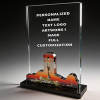 Trophée en cristal Neelpure 130997 avec motif imprimé de plateforme pétrolière et base en métal noir pour les récompenses d'entreprise du secteur de l'énergie