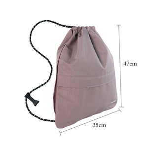 Accept Custom Logo Cotton Canvas <b>Drawstring</b> Backpack with Zippered Front Pocket Cinch Sack Pull String <b>Bags</b> for Gym,School - Product Image 2