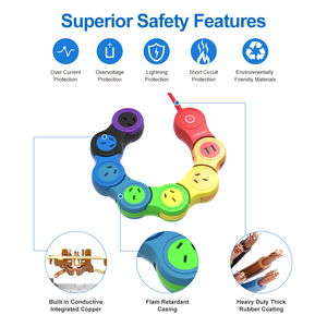 Vastfafa đầy màu sắc mở rộng ổ cắm điện 6 cửa hàng linh hoạt điện dải máy tính xách tay du lịch bảo vệ tăng tùy chỉnh màu sắc - Product Image 3