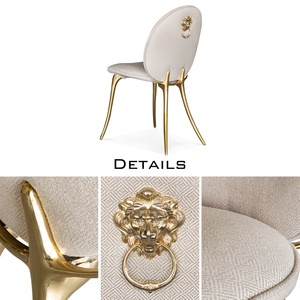Silla de Comedor Blanca con Patas de Latón Fundido Pulido, en Oferta, con Cojín para Sala de Estar y Comedor - Product Image 5