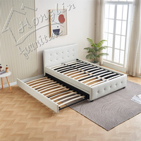 Meubles de chambre à coucher de marque propre au design moderne, lit gigogne, lit souple, tailles Queen, Double, Simple, en cuir blanc, pieds en plastique, rangement durable