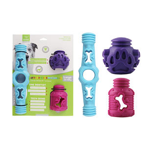 Giocattolo per cani 3 pezzi TPR trattamento interattivo dispensazione cane Chew Puzzle Set eco-friendly palla Stick Tower - Product Image 4