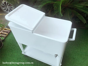 Carrito Enfriador de Bebidas Portátil con Ruedas para Exteriores, de 80 Cuartos, Color Blanco, para Patio, <span class=keywords><strong>Nevera</strong></span> Móvil para Hielo, Cerveza, Refrescos - Product Image 6