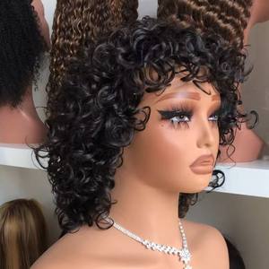 Pelucas de Cabello Brasileño Corto Bob con Ondas de Agua, Sin Pegamento, Pre-Desplumadas, Nudos Decolorados, Encaje Frontal 13x4, Cabello de Bebé, Estilo Rizado, 180% de Densidad - Product Image 3