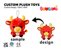 Porte-clés en peluche personnalisé, adorable vache rouge de dessin animé, pendentif en peluche doux pour cadeau promotionnel, jouet en peluche personnalisé