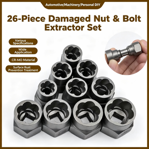 Bolt <b>Screw</b> Remover 26 Piece Set Spiral Flute Extractor Imperial Size Damaged <b>Screw</b> Repair Tool Kit - Product Image 2