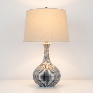 Lámpara de Mesa de Cerámica Rústica Contemporánea para Hotel u Hogar, con Pantalla de Tela Cónica, Iluminación Decorativa de Lujo para el Hogar, con Fuente de Alimentación Flexible de CA - Product Image 6