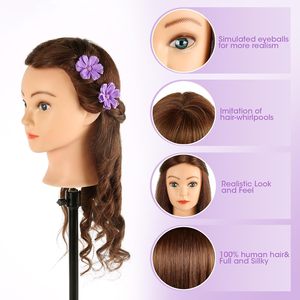 <span class=keywords><strong>Tête</strong></span> de mannequin avec 100% cheveux humains, 18 ''vrais cheveux Cosmétologie Mannequin <span class=keywords><strong>tête</strong></span> de mannequin coiffure pratique - Product Image 5
