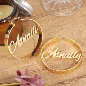 Wholesale Custom Hoop Earrings Personalized Chunky Big Hoop Name Earrings Gifts For Women Girls