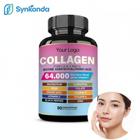 Complément de beauté pour femmes 14-en-1 au collagène, 90 capsules, avec biotine, acide hyaluronique, 64000 MCG, vitamine E, MSM pour l'éclat de la peau
