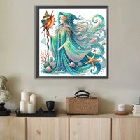 Kit de Peinture Diamant 5D DIY 40x40cm - Décoration Murale Créative en Acrylique Rond Complet Thème Dieu de la Mer