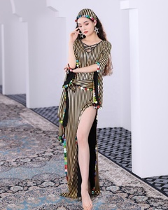 Traje Casual de Danza del Vientre, <span class=keywords><strong>Vestido</strong></span> Largo Estilo <span class=keywords><strong>Egipcio</strong></span> Folclórico Saidi, Incluye Bastón, para Presentaciones de Verano para Mujeres - Product Image 1