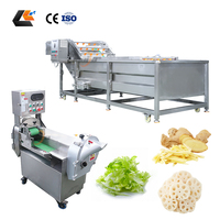 Commerciële salade-wasmachine, salade-snijmachine, industriële sla-was- en drooglijn