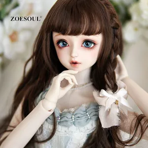 Zoesoul Wig Rambut Sintetis Elegan, Wig Rambut Sintetis Panjang Ikal Mengkilap untuk Boneka BJD