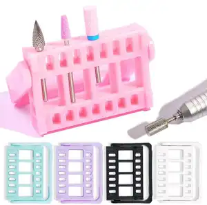 Nhựa công cụ làm móng tay 16 lỗ Nail Khoan Bits hiển thị đứng có thể điều chỉnh Nail bits lưu trữ chủ