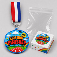 Médaille de course pour enfants en PVC souple 3D personnalisée, motif vague solaire imprimé UV, écologique, non toxique, durable
