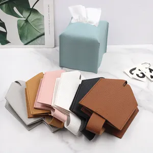 Portable Napkin Holder For Living Room Bedroom Square Leather Tissue Box Waterproof Tissue Storage Case Home Tissue Box Holder