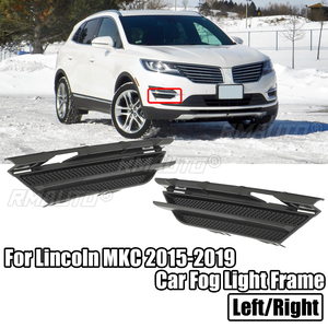 Pour Lincoln MKC 2015-2019 Cache-phare antibrouillard, cadre de phare, accessoires de grille de pare-chocs avant avec trous pour feux de jour (DRL), gauche et droit, noir - Product Image 1