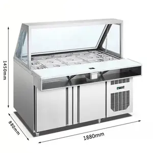 Commercial salad bar counter display fridge refrigerator