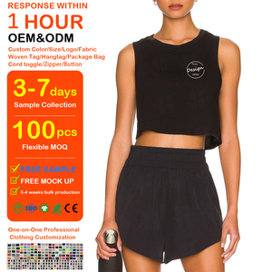 Hot Selling Custom Screen Print 100 Cotton Thin Breathable Crop Athletic Tank <b>Top</b> Black Loose Fit Gym Tank <b>Top</b> Women - Product Image 1