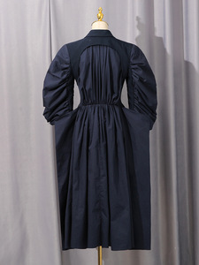Nuevo Stock llegada otoño <span class=keywords><strong>mujer</strong></span> francés Retro vestido temperamento cintura media gabardina solapa chaqueta de doble botonadura - Product Image 6