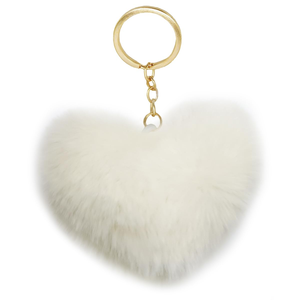Porte-clés en forme de cœur en peluche avec pompon, pendentif pour sac, boule de poils, porte-clés en fourrure - Product Image 4