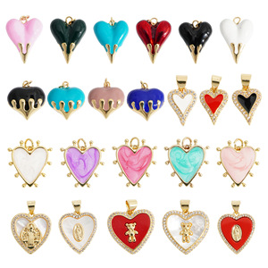 Heart-Shaped Zinc Alloy Pendant Charms With Bezel Setting For DIY Necklace Unisex Gift Jewelry Accessory - Product Image 1