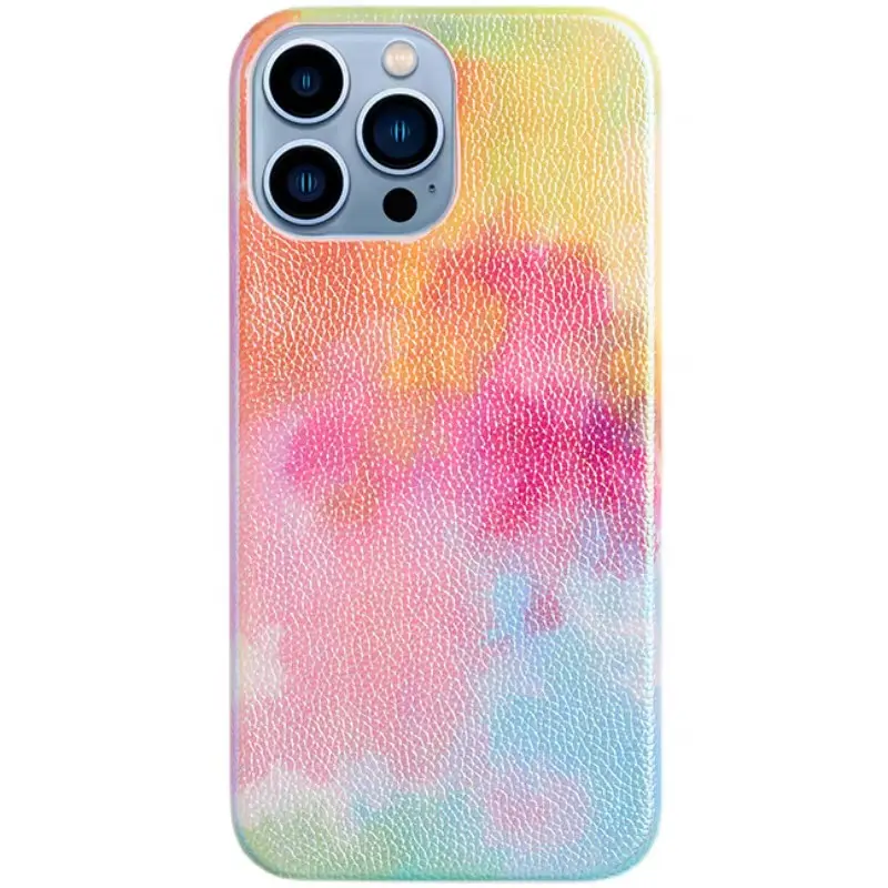 PU Leather Cell Phone Case Korean Cloud Colorful Style Gradient Three Pack Phone Case for iPhone 12/13/14